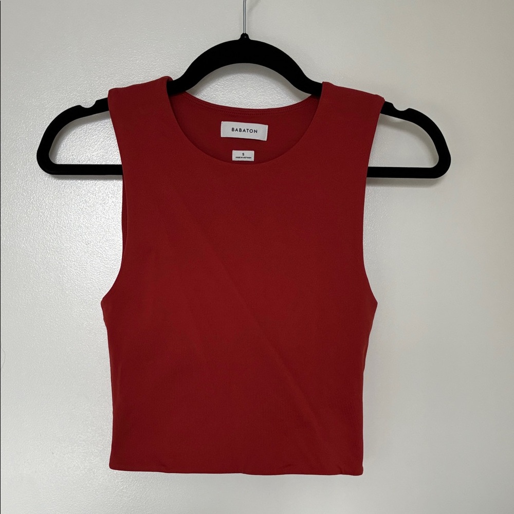 Babaton Contour Vibrant Red Sleeveless Crop Top